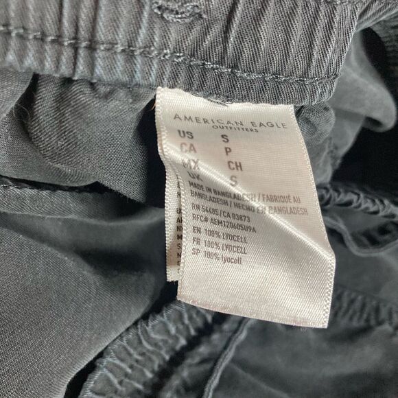 American Eagle Cargo Pants Womens Small Black Jogger Pull On Elastic Waist Tie - Picture 9 of 10